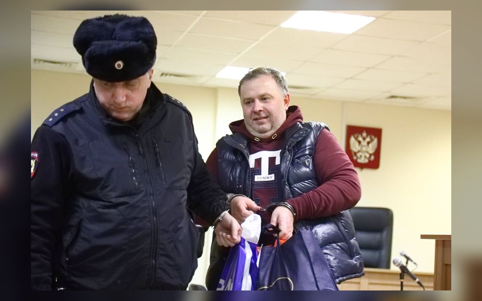 Ренат Ягудин в Смольнинском районном суде Петербурга после избрания меры пресечения.