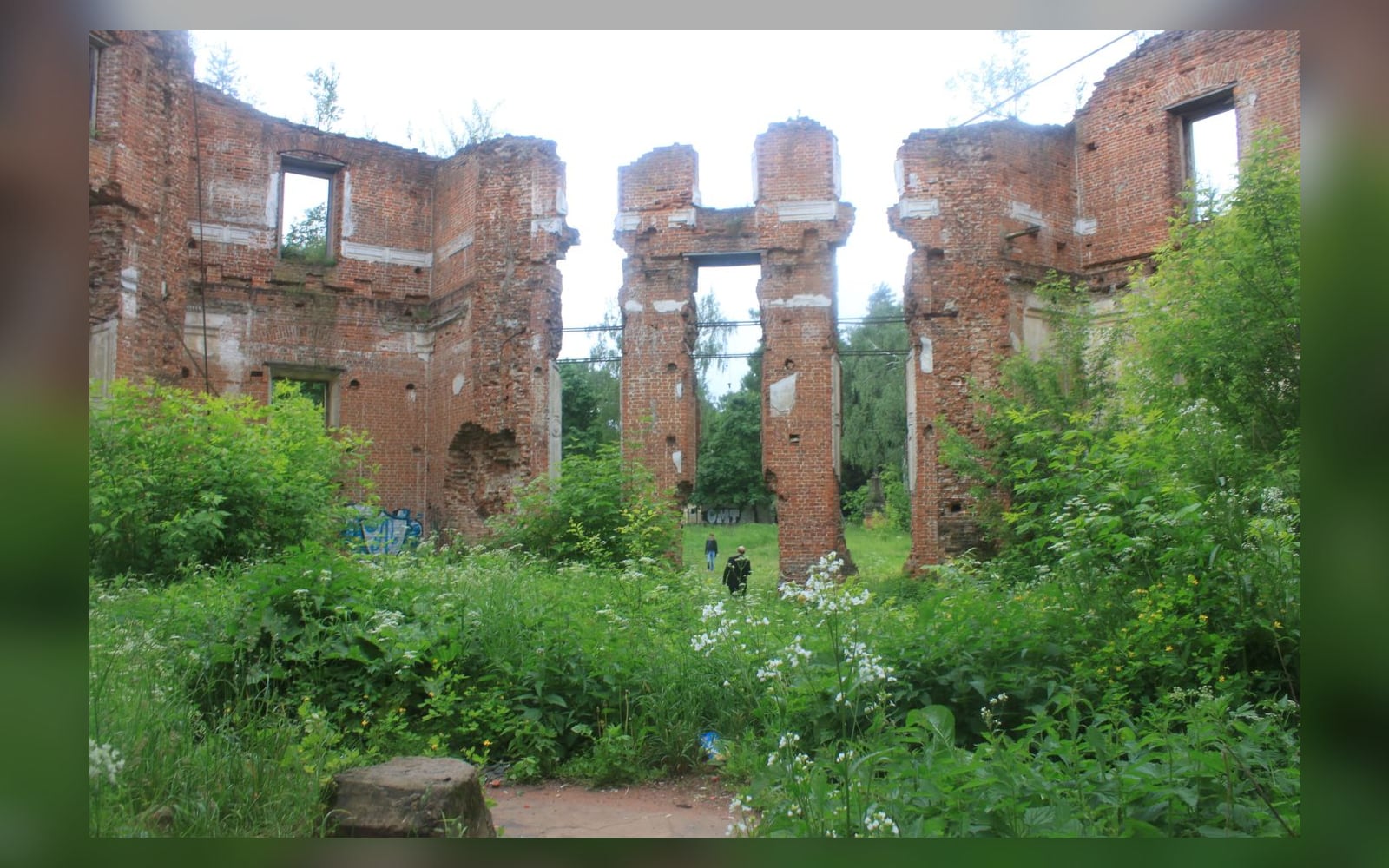 Кирпичный остов главного дома усадьбы Петровское-Алабино
